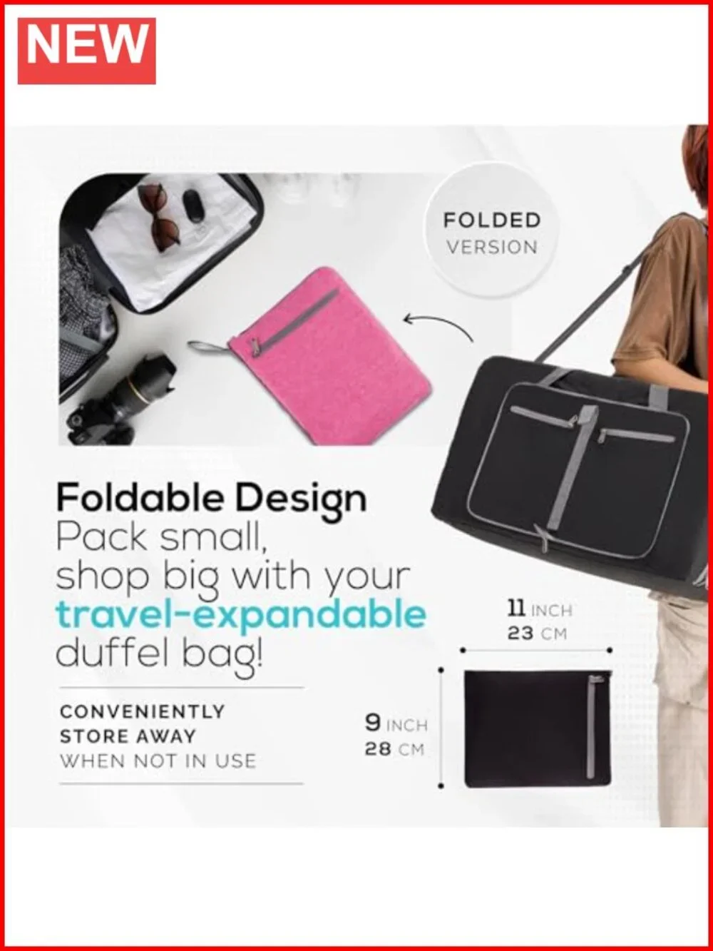 Large Travel Duffel Bag & Tote - Water Resistant Overnight Weekender Gym Bag